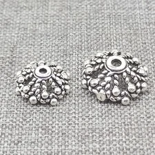 12pcs of 925 Sterling Silver Bead Caps for Bracelet Hollow Spacer 10mm 12mm