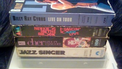 Music LOT of 5 VHS Bon Jovi Cher Billy Ray Cyrus New Kids On Block U2 ...