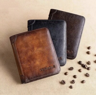 Genuine Leather Wallet For Men RFID Blocking Vintage Slim Short