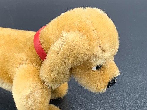 1950's German Steiff Mohair Hexie Dachshund Dog Button Flag Red Leather Collar - Picture 4 of 12