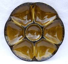 Vintage GIEN French Faience Green Black Oyster Plate 1960