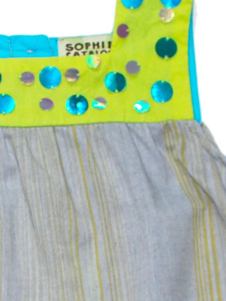 Vestido Sophie Catalou Nuevo con Etiquetas Azul Algodón con Brillos Niñas 6M-6Y Sin Mangas Verano Foto 3 de 3
