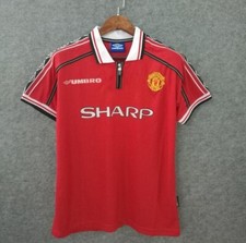 MANCHESTER UNITED Home 1998/1999 Treble Jersey - BECKHAM GIGGS SCHOOLS