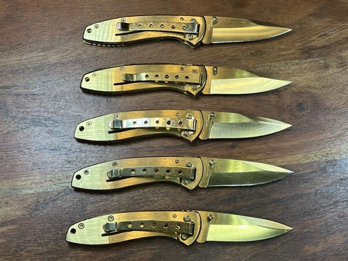 Smith & Wesson Executive Gold Titanium Folder Framelock Pocket Knife (Lot of 5) - Picture 5 of 17