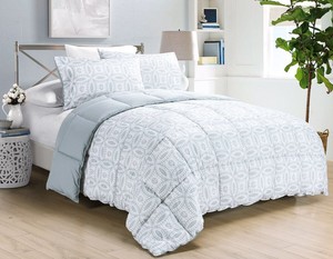 3 Piece Medallion Printed Down Alternative Comforter Set Light