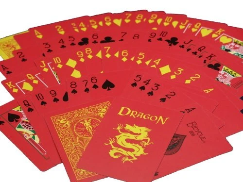 RED DRAGON BICYCLE DECK OF PLAYING CARDS BY MAGIC MAKERS POKER SIZE TRICKS GAFF - image 3 of 3