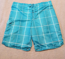 Mens OP blue, white checked mesh lined swim board shorts size 2XL 44-46 - MINT