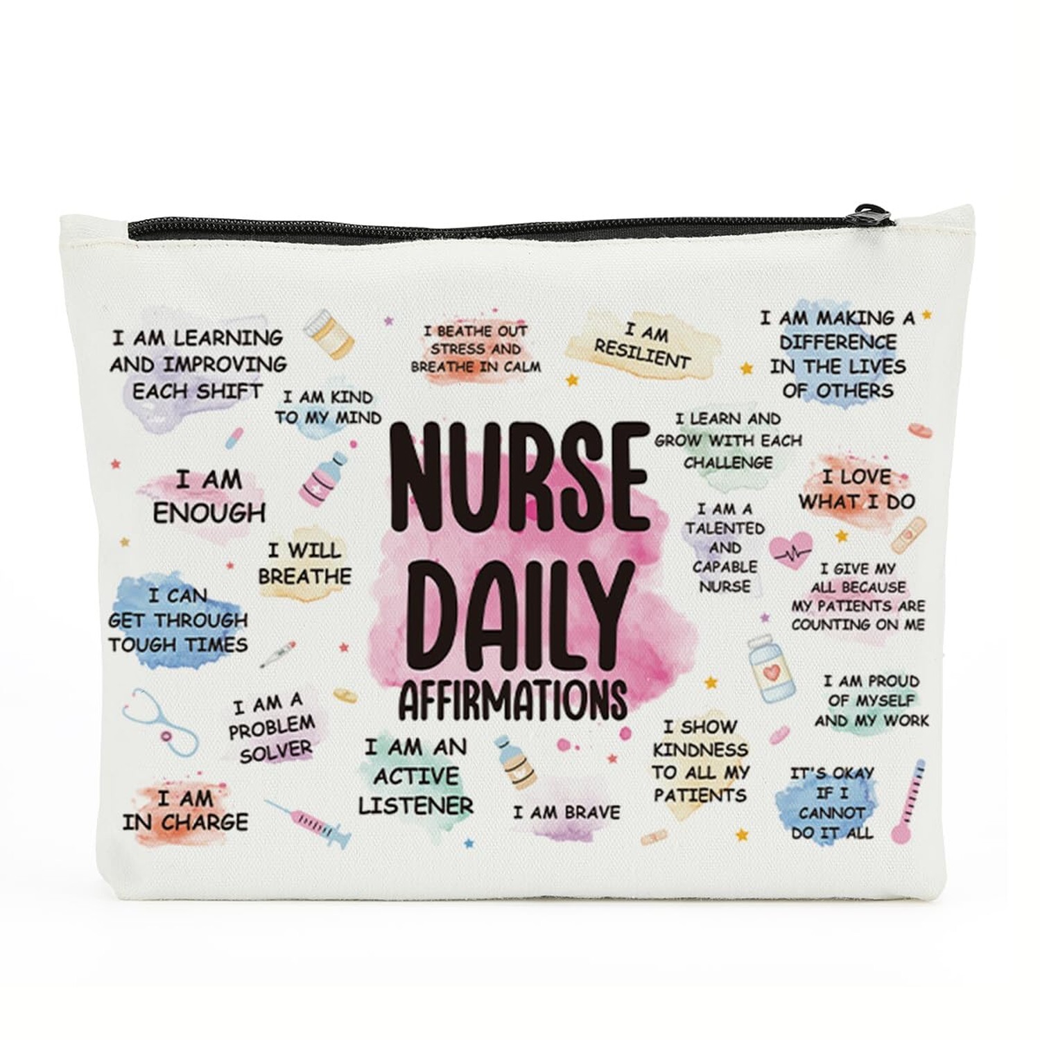 Nurse Affirmations Makeup Bag - Motivational Gifts for Women, Sister, Practit...