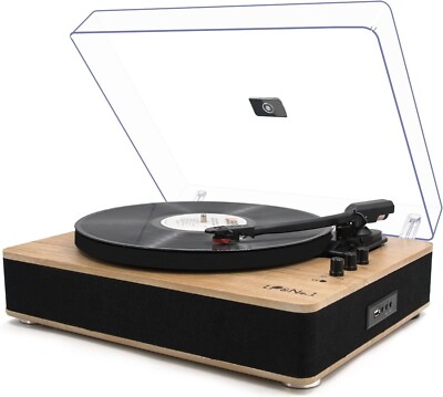 LP&No.1 Vinyl Record Player 3-Speed Belt-Drive Turntable with Stereo Speakers an
