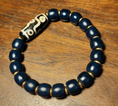 Tibetan Genuine Nine Eyes Heaven Pearl Ran Agate Men Women Bracelet Multi Treas - Picture 3 of 5