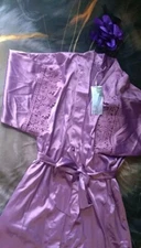 Sioro Robe Medium Silky Satin Kimono Lavender Purple New With Tag