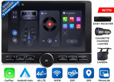 DAB+ CarPlay Autoradio Android 13 8+128GB 10,1'' GPS Navi RDS DSP 4G LTE 2DIN KAM