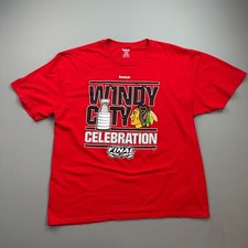 Chicago Blackhawks Shirt Mens 2XL Reebok 2015 Stanley Cup Champions Celebration