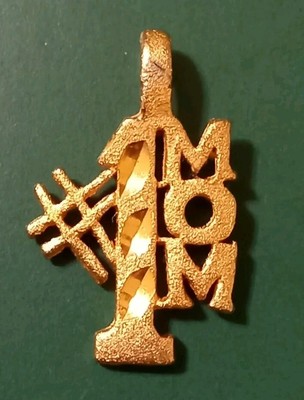 Pendant #1 Mom (Uncertain If This Is Solid, Plated Or Washed Gold, No Stamp), 1''