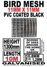 Pet Bird mesh 11x11mm black PVC coated wire 10m 1300H Roll Fence Aviary Fencing