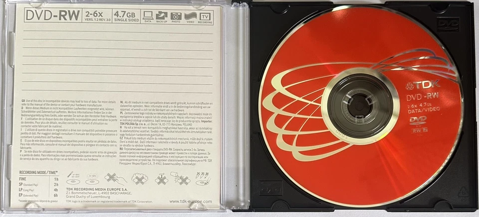 5 x TDK Blank DVD-RW discs 6x Speed 4.7GB 120 mins Rewritable Slim Jewel Case - Image 2 of 2