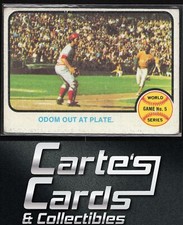 Johnny Bench Blue Moon Odom 1973 Topps #207 World Series Odom Out at Plate