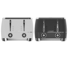 Beko Cosmopolis Retro Toaster Granite Grey 4-Slice Extra Wide Slots Black&white