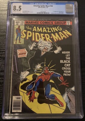 Amazing Spider-Man 194 CGC 8.5 1st App Black Cat Newsstand Edition Rare ASM 1979