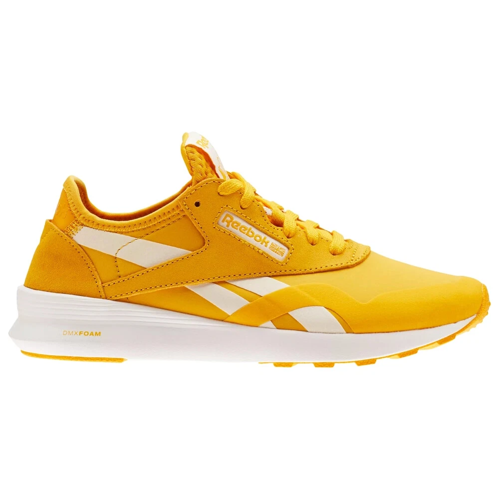 Womens Reebok Classic Nylon Running Shoes Sneakers Yellow Gold