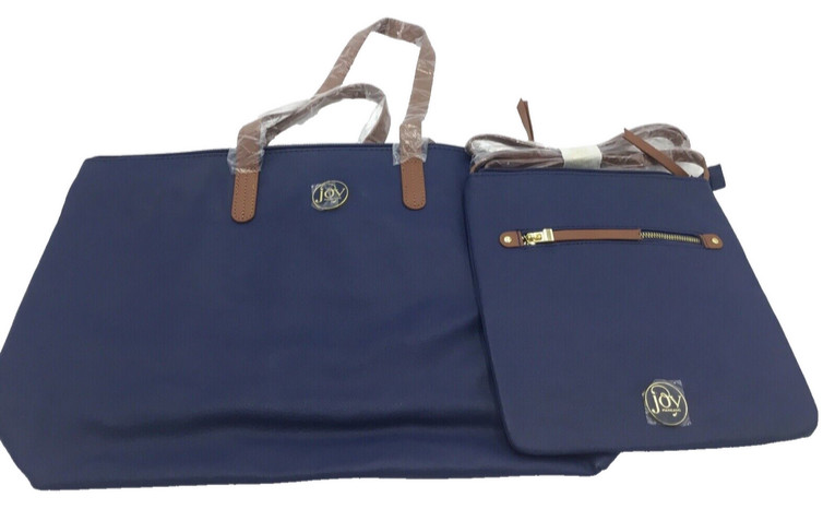 JOY Mangano Luxe Genuine Leather Hand Tote bag and Cross Body Bag Navy 10790₽