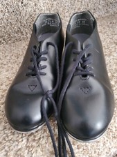 Capezio EZIO Kid's Black Leather Tele Tone  Lace Up Tap Shoes -Size 13 1/2M