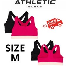 Athletic Works 2 Pack Racerback Sports Bras Size M 32 Pink Black DriWorks Girls