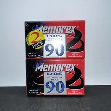 MEMOREX DBS 90 Minute Blank Audio Cassette 2 Pack Fast Free Shipping