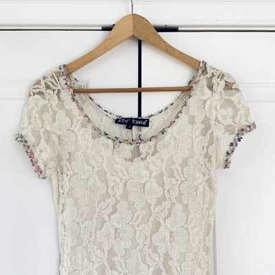 chinese dress ladies Y2K BETSEY JOHNSON White Lace Milkmaid Dress (XS)