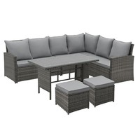 Svita Monroe Garten-Lounge Set Polyrattan Lounge-MöBel Sitzgruppe Garten Grau