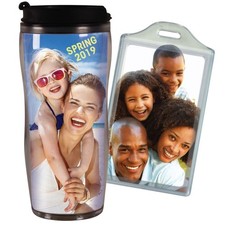 Mug  BagTag  DIY Gift Combo - Create Your Own Custom Photo Travel Mug and L...