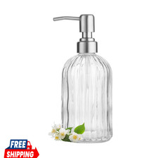 Clear Glass Soap Dispenser with 304 Rustproof Stainless Steel Pump 18oz for