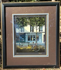 Thomas Pradzynski "Bicyclette PI. Dauphine" Signed & # Serigraph on Paper Framed
