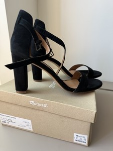 Madewell The Brooke Ankle-strap Sandal/heel In Suede Size 11
