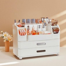 Makeup Organizer W/ Drawers Vanity,Bathroom Countertop Organizer W/ Brushes
