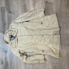 LANDS' END HOODED TAN BEIGE RAIN JACKET COAT Sz Medium Hooded Zip And Snap NWT