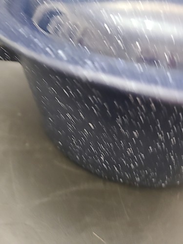Speckled Blue Enamel Camping Cookware Pot 4 Inch High With Lid - Picture 3 of 11