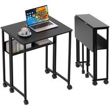 Small Rolling Folding Desk for Home Office 25" Foldable Computer Writing Table