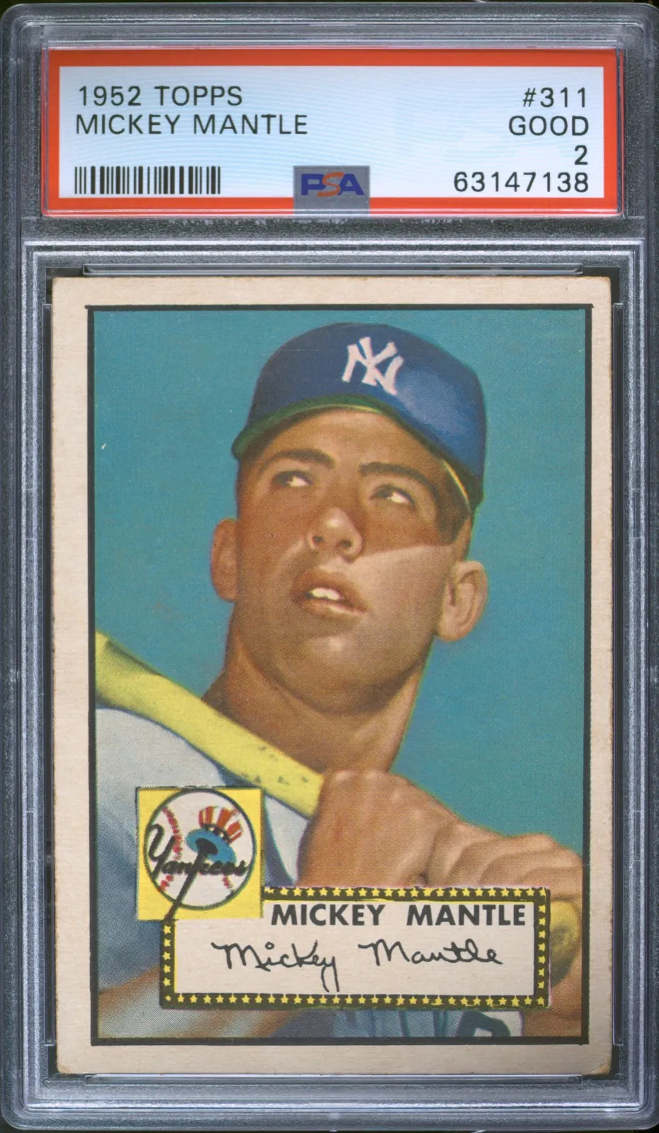 1952 Topps Mickey Mantle #311 PSA 2