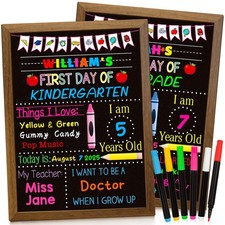 14x11 Inch DoubleSided First Last Day of School Chalkboard Sign 6 Markers