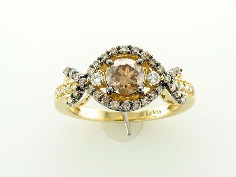 Le Vian 14K Yellow Gold Ring for Women 1.13 cts White Chocolate Diamond - Size 7