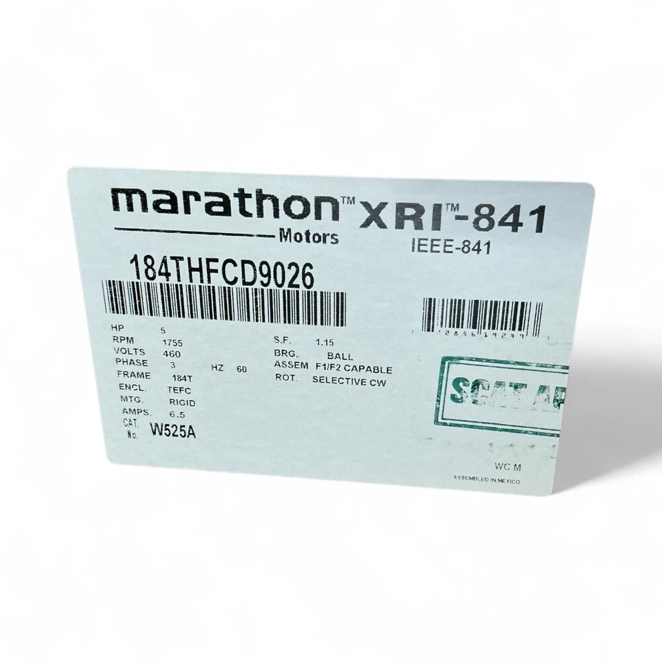 Marathon XRI-841 184THFCD9026 5HP 460V 3PH 184T TEFC Severe Duty Electric Motor - Image 2 of 4