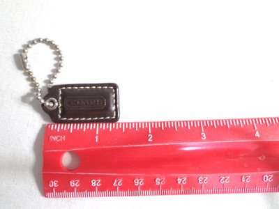 COACH BAG PURSE PATENT LEATHER TAG KEY FOB CHARM KEYCHAIN HANGTAG, 1.5'' , BROWN