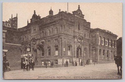 Stockport Mechanik Institut Bibliothek Vintage Postkarte 1902 AH & S Zweigstelle Serie