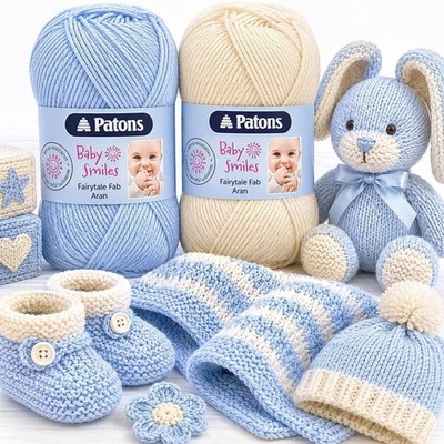 Patons Fairytale Aran Strickgarn 50g Babysoft Wolle Hellblau Oder Natur