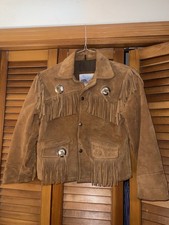 Vintage EXCELLED Brown suede fringe leather jacket Western Hippie Child 5/6
