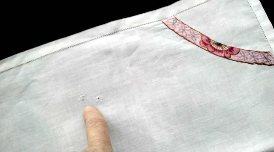 4 Serviettes de table en lin 51 x 55 cm broderies Art Déco NOUVEAU - Photo 4/4