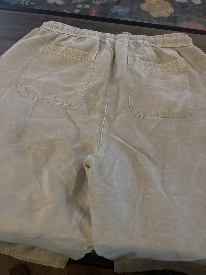Pantalones Joie Mujer Pierna Ancha Talla Mediana Beige Pull On Lino Look Mezcla Usados en Excelente Condición Foto 4 de 4