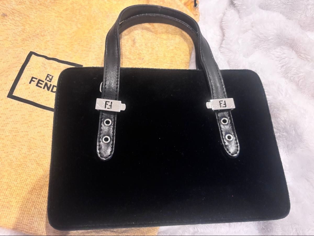 Vintage Black Velvet FENDI Handbag Rare Collectible Luxury Bag
