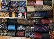 Mixed Lot of 39 Men's Designer Ties Craft Quilting Wear Mostly Silk